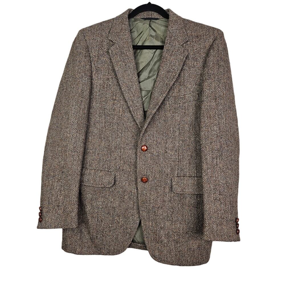 Men's Brown Herringbone Wool Blazer Jacket